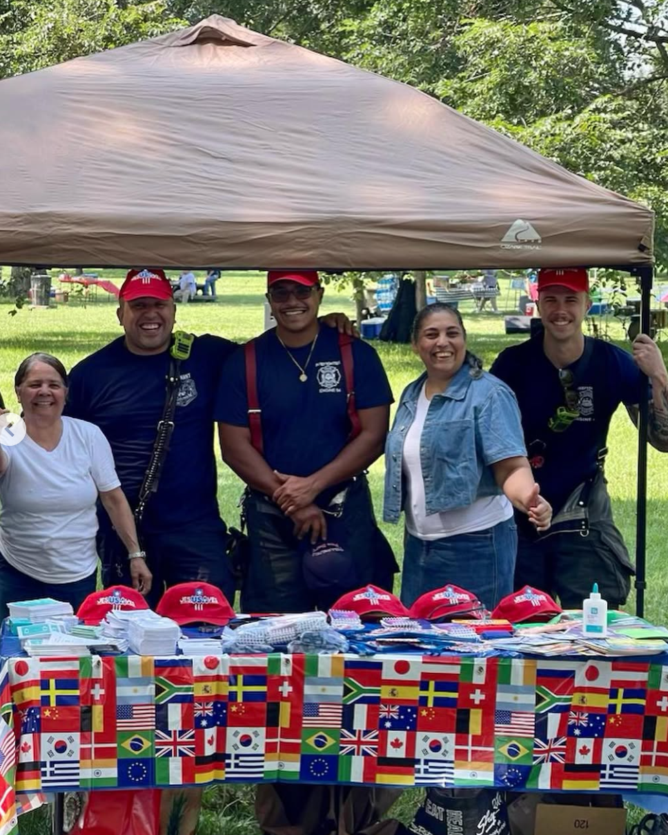 Firefighters teaching fire safety